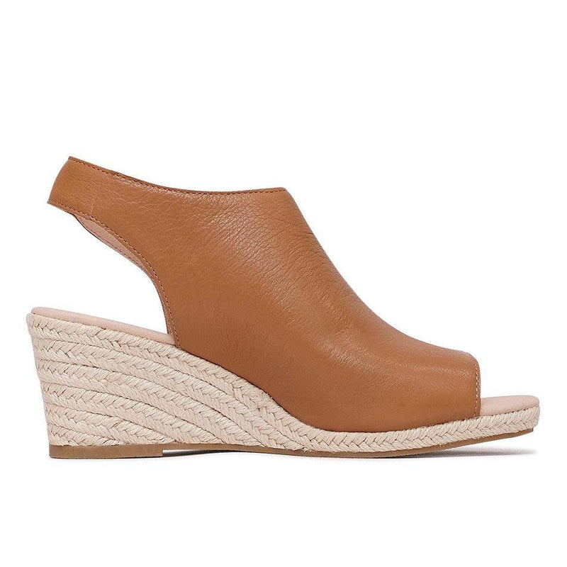 Jamcie Dark Tan Leather Wedges, DIANA FERRARI - Shouz