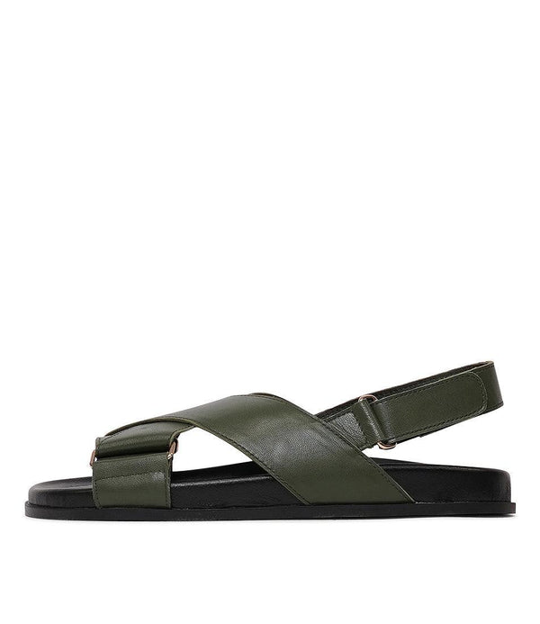 Haylow Olive Leather Sandals - Shouz
