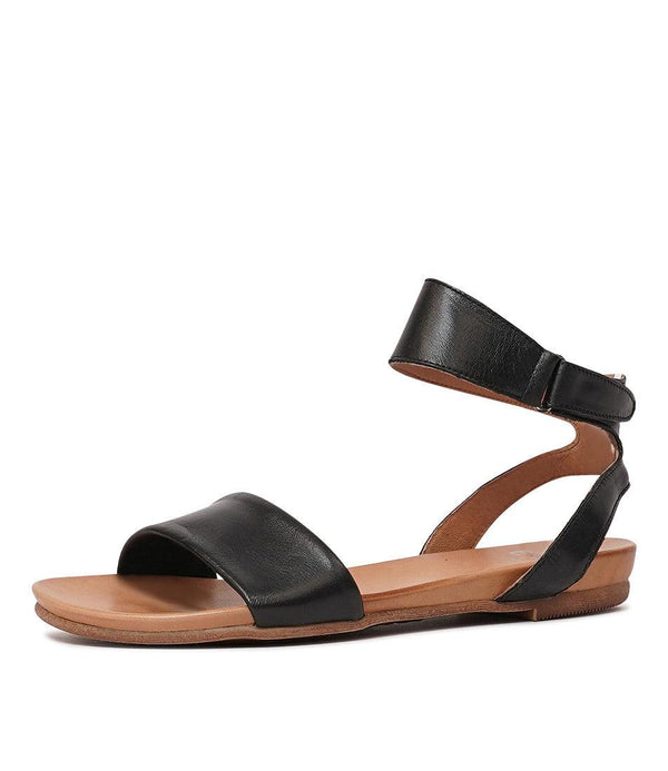 Lauren Black Leather Sandals - Shouz