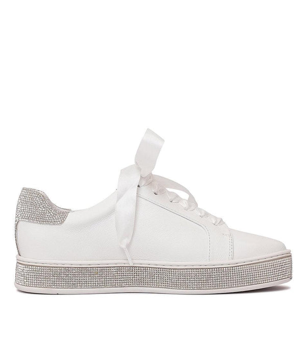 Pluma White/ Silver Leather Sneakers - Shouz