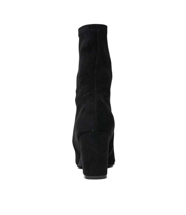Nider Black Stretch Microsuede Ankle Boots - Shouz