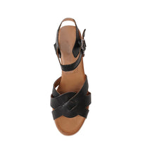 Washa Black Leather Heels - Shouz