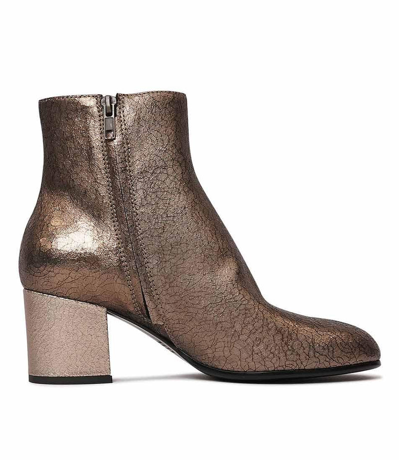 Flossies Bronze Leather Ankle Boots - Shouz
