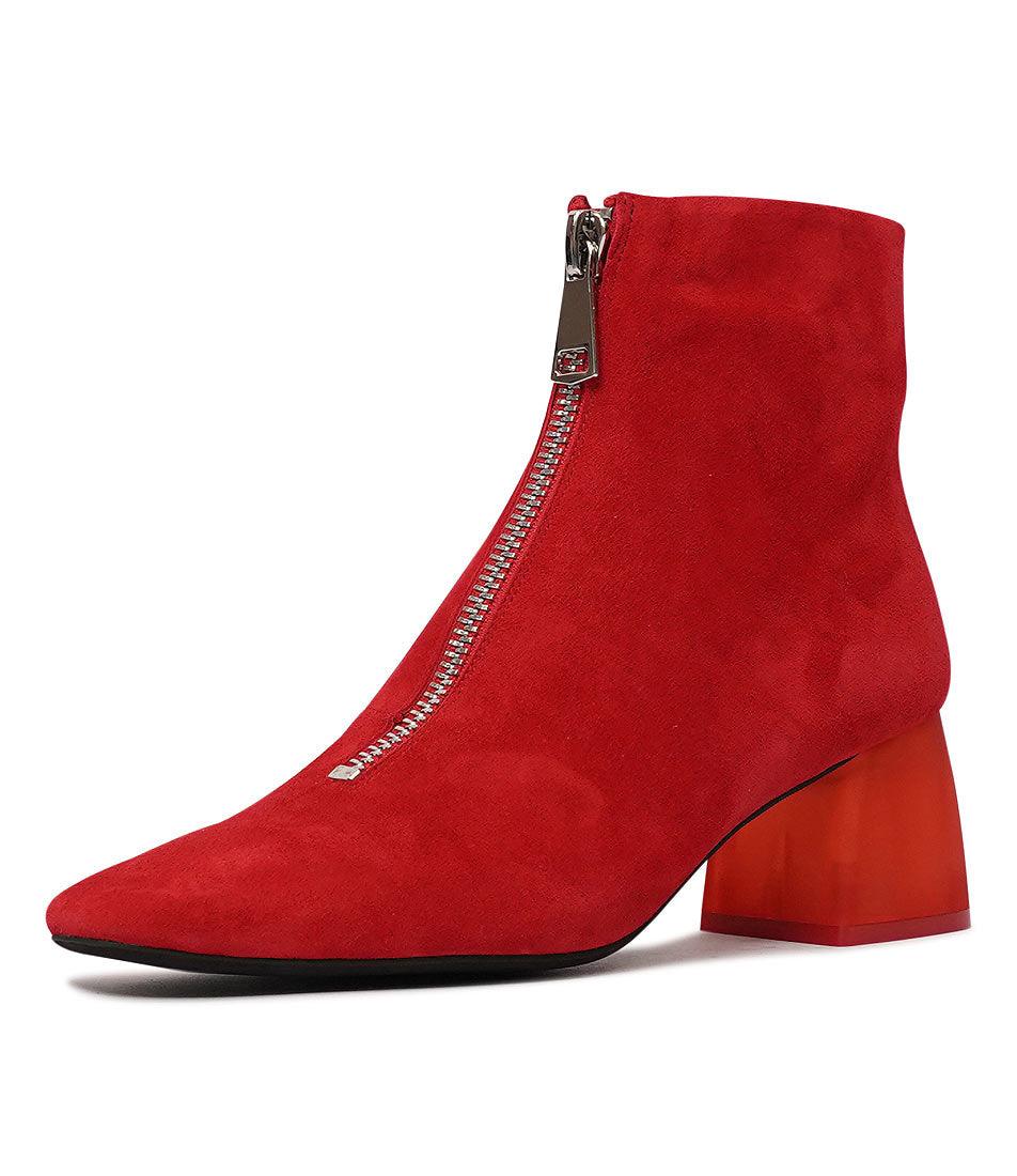 Molano Red Suede Ankle Boots - Shouz