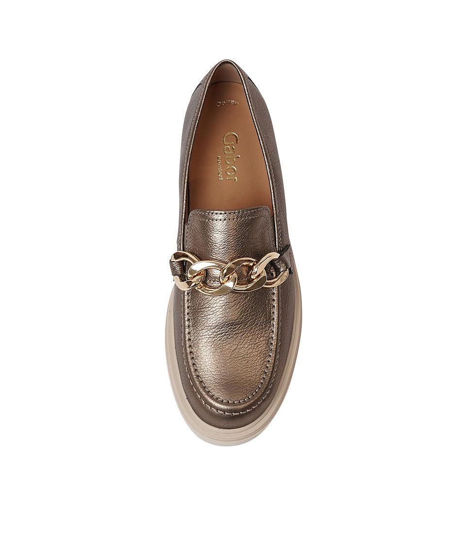 Georgia Bronze Leather Loafers by Gabor Shouz