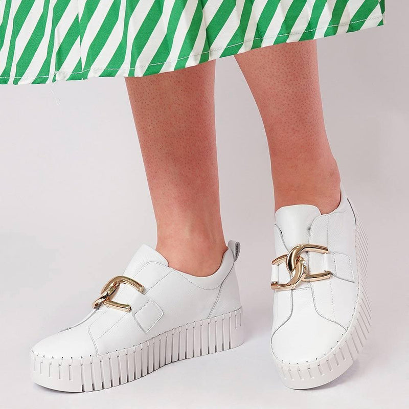 Bage White Leather Sneakers - Shouz