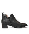 Anexia Black Croc Leather Ankle Boots, BRESLEY - Shouz