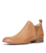 Foe Dark Tan Leather Ankle Boots - Shouz