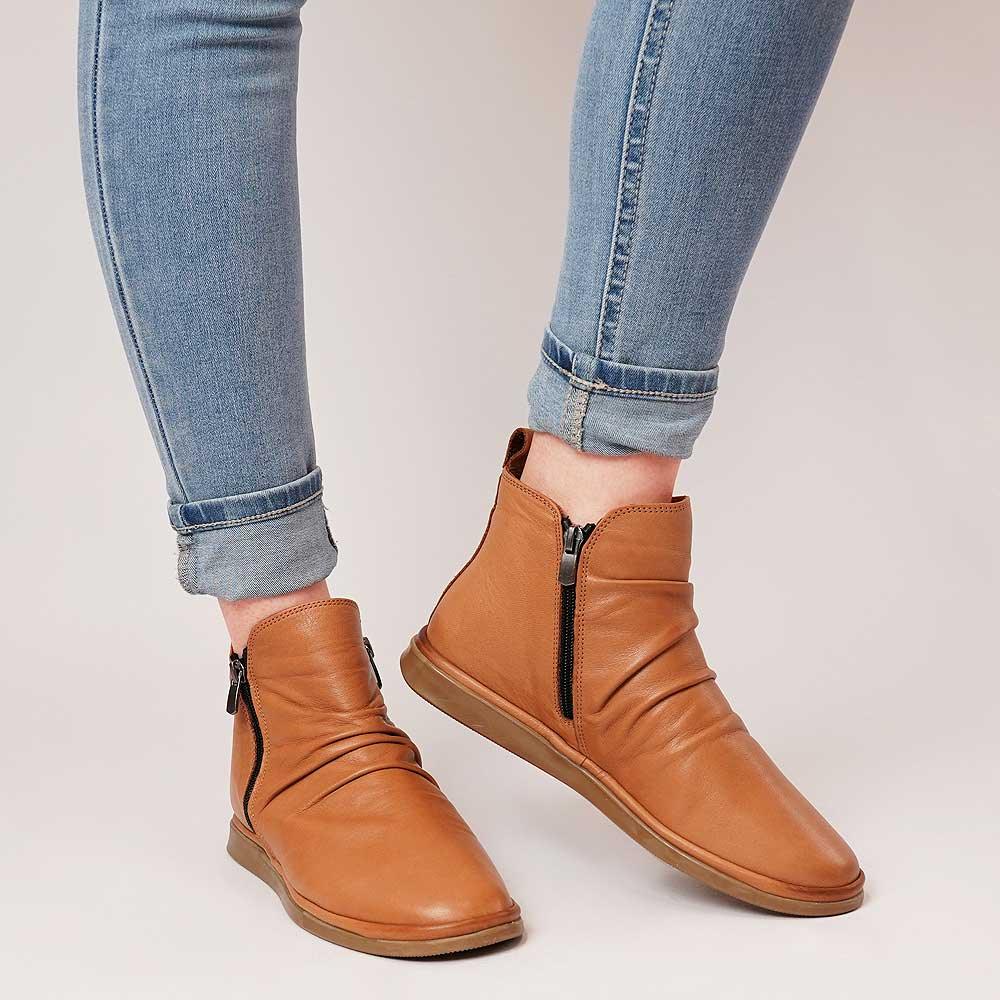 Manic Coconut Leather Ankle Boots - Shouz