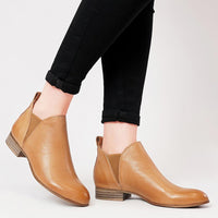 Foe Dark Tan Leather Ankle Boots - Shouz
