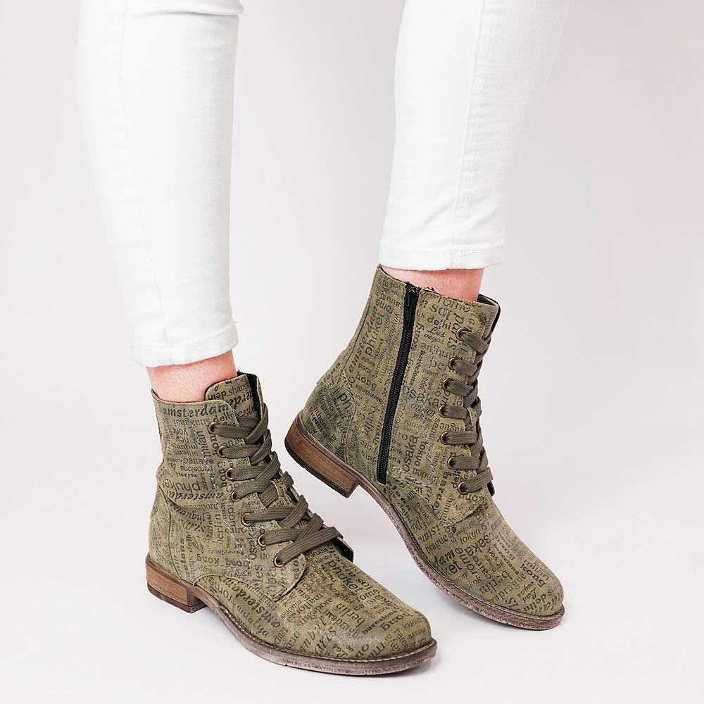 Sienna 82 Olive Leather Ankle Boots - Shouz