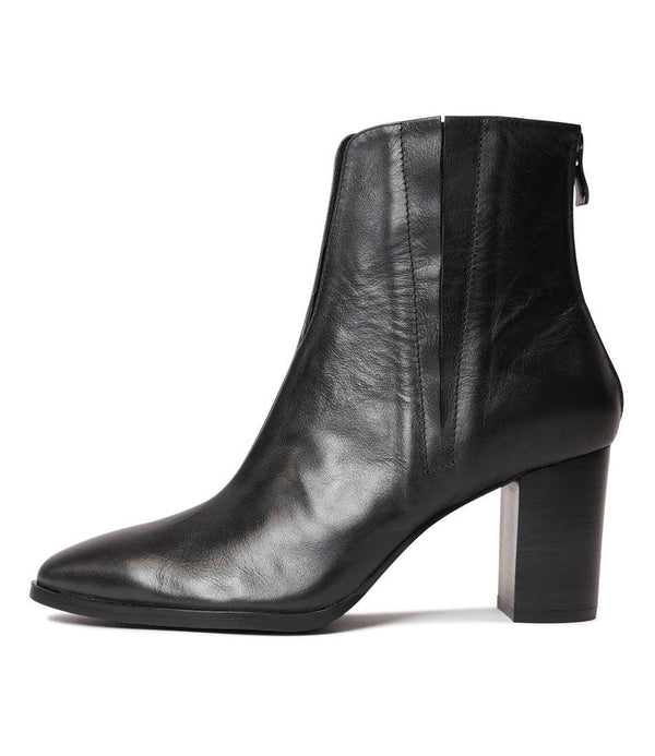 Albas Black Leather Ankle Boots - Shouz