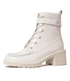 Ziven Ivory Patent Leather Ankle Boots - Shouz