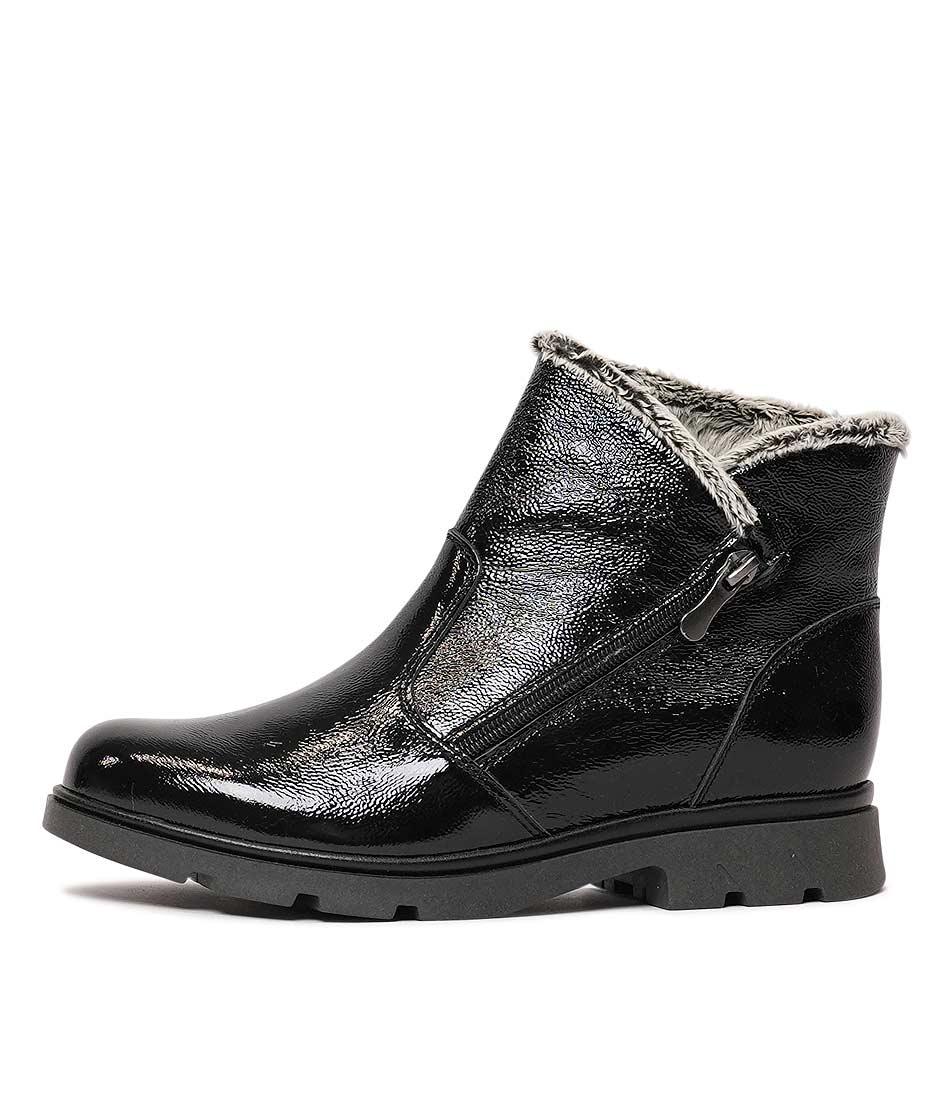 Black patent ankle boots australia best sale