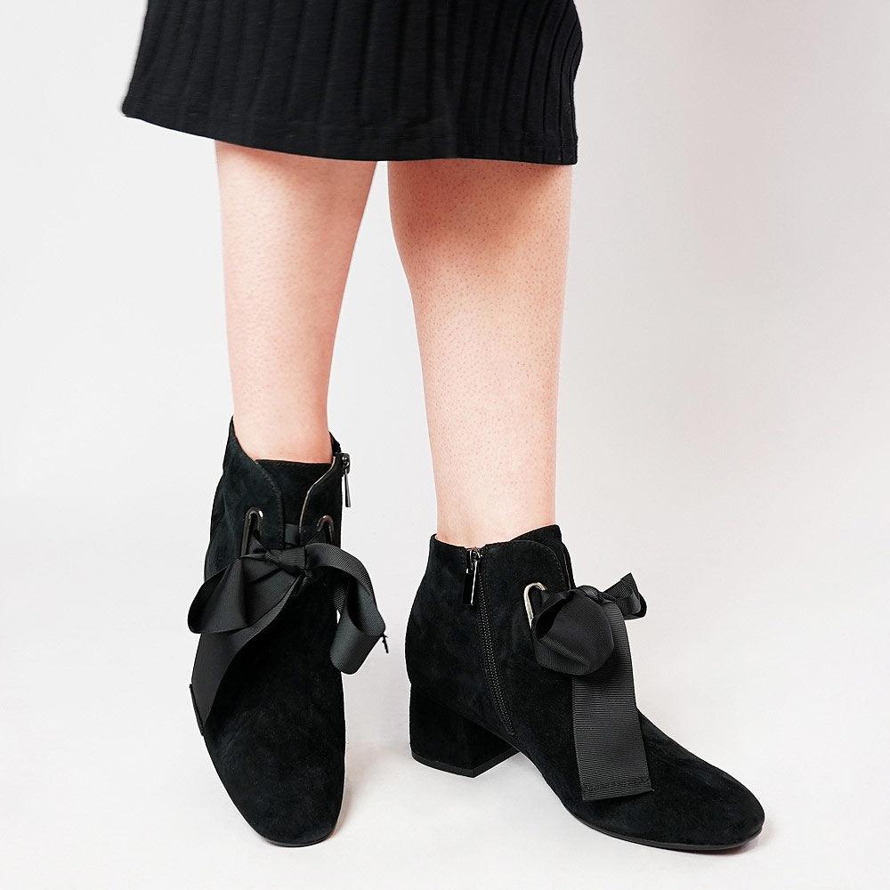 Corla Black Suede Ankle Boots - Shouz