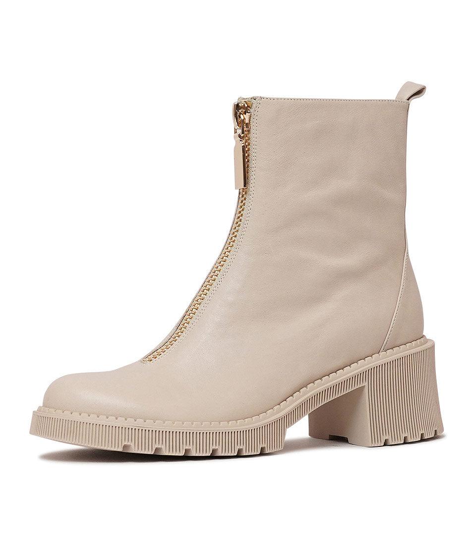 Zosia Almond Leather Ankle Boots - Shouz