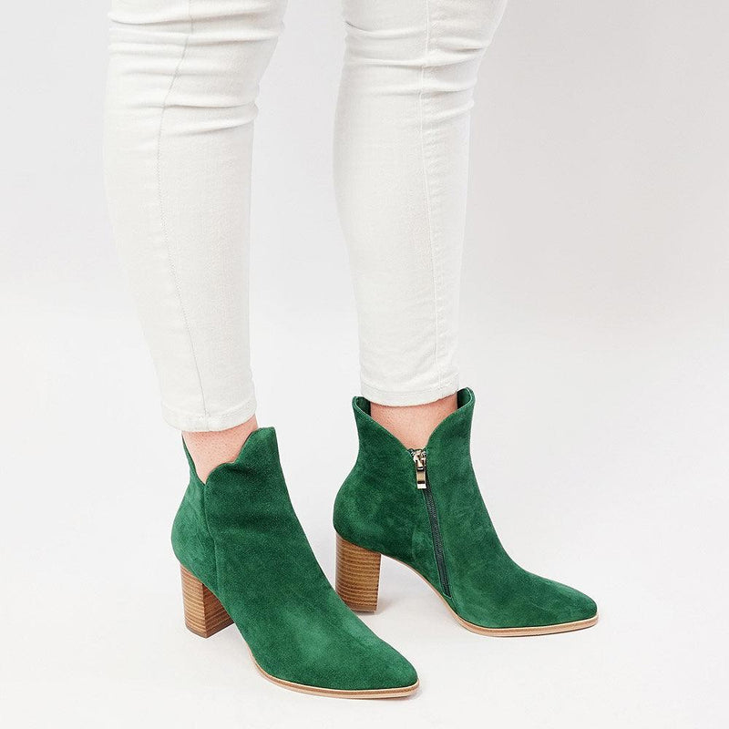 Astronomy New Emerald Suede Ankle Boots - Shouz