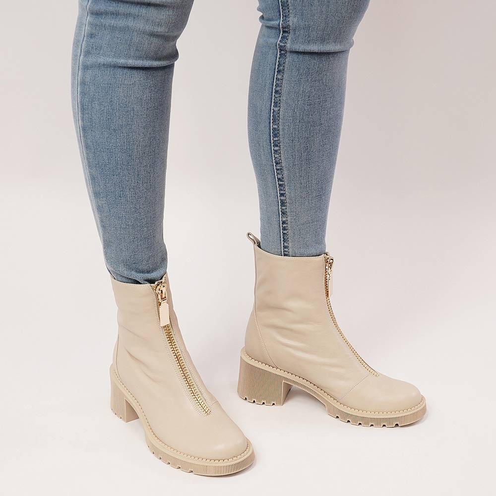 Zosia Almond Leather Ankle Boots - Shouz
