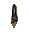 St2090501 Khaki Leather Heels - Shouz