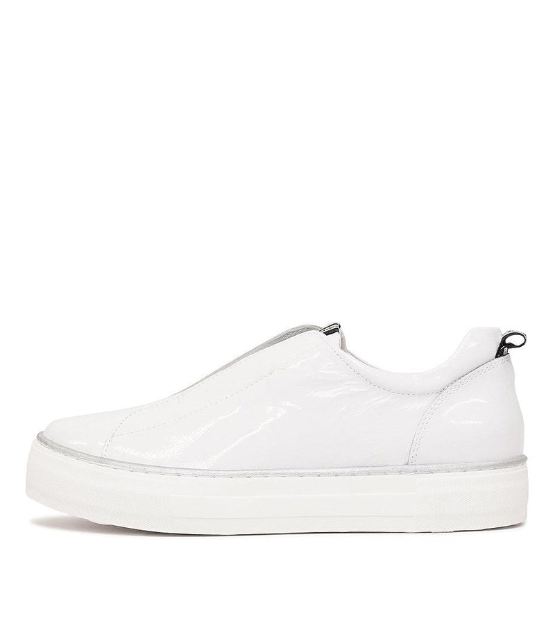 Fredie White Patent Leather Sneakers - Shouz