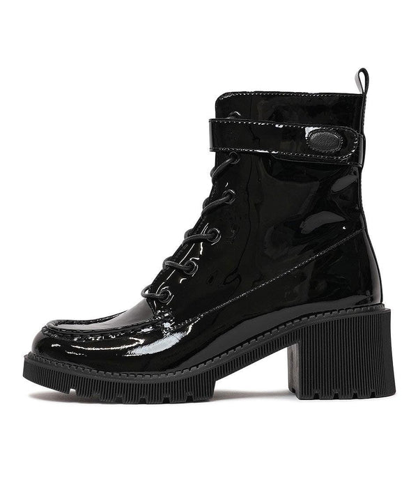 Ziven Black Patent Leather Ankle Boots - Shouz