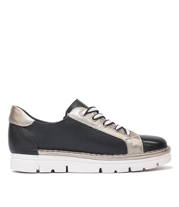Elos Navy/Argento Leather Sneakers - Shouz
