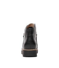 Ohmyes Black Croc Leather Ankle Boots - Shouz