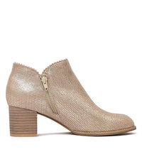 Sharon Old Gold Cut Leather Ankle Boots - Shouz