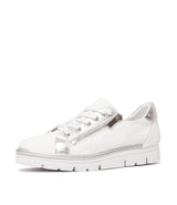 Elos White/Silver Leather Sneakers - Shouz