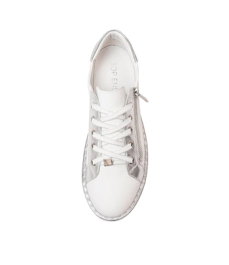 Elos White/Silver Leather Sneakers - Shouz