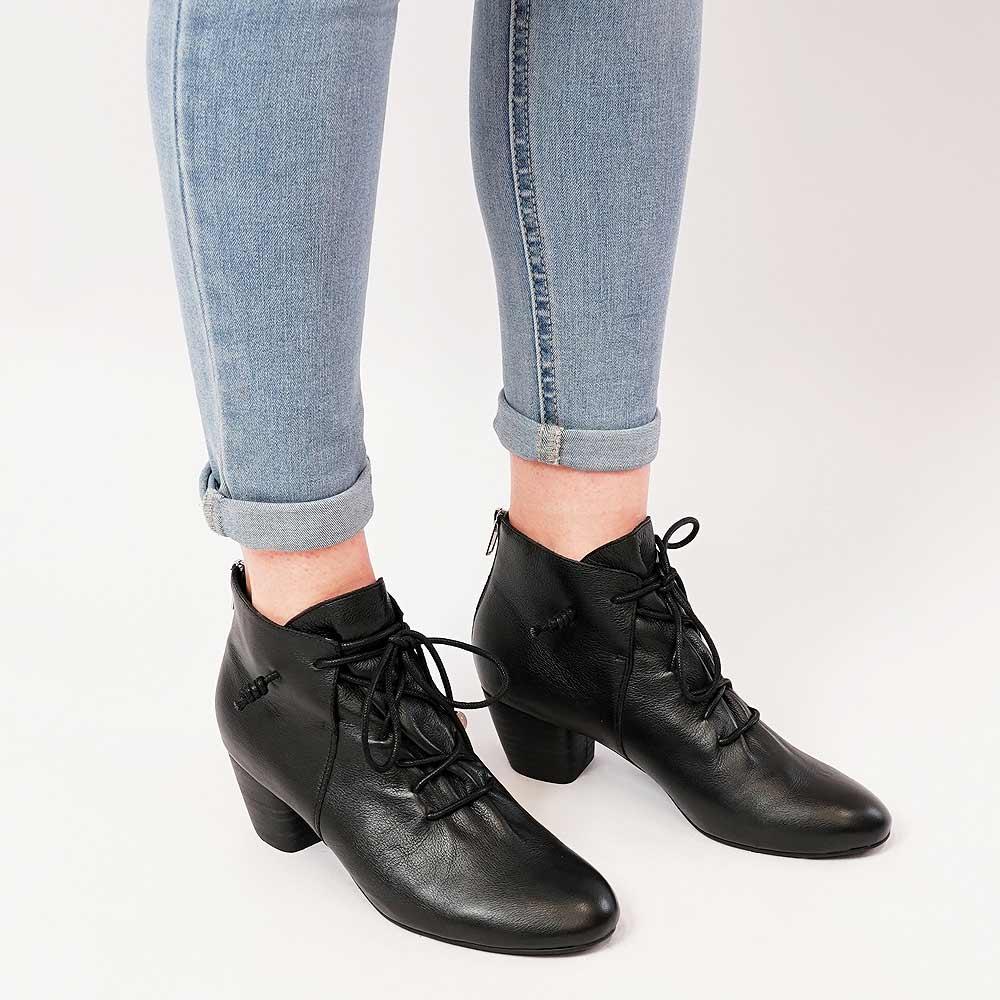 Defreeze Black Leather Ankle Boots - Shouz
