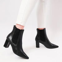 Nemma Black Leather Ankle Boots - Shouz