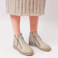 Ohmy Smoke Leather Ankle Boots - Shouz