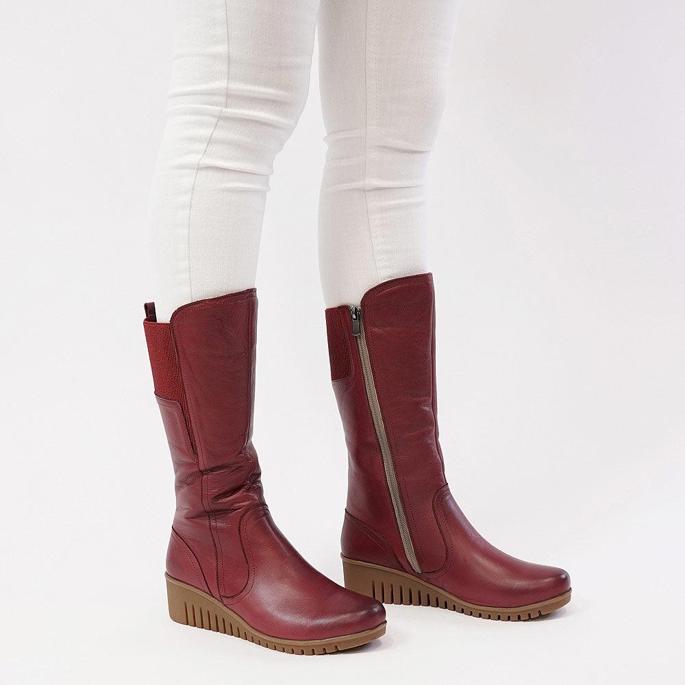 Foam Bordeus Leather Knee High Boots - Shouz