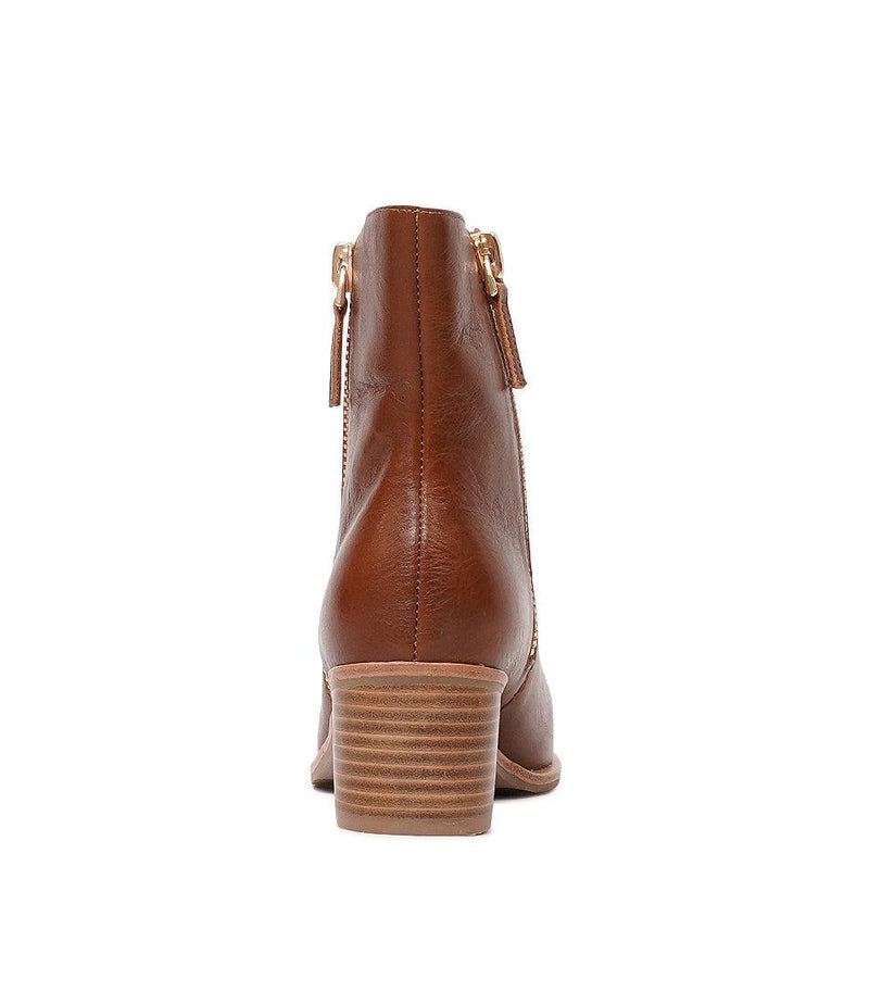 Dorete Tan Leather Ankle Boots - Shouz