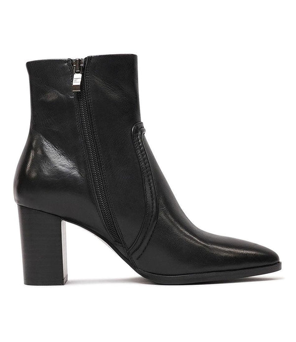 Anahi Black Leather Ankle Boots - Shouz