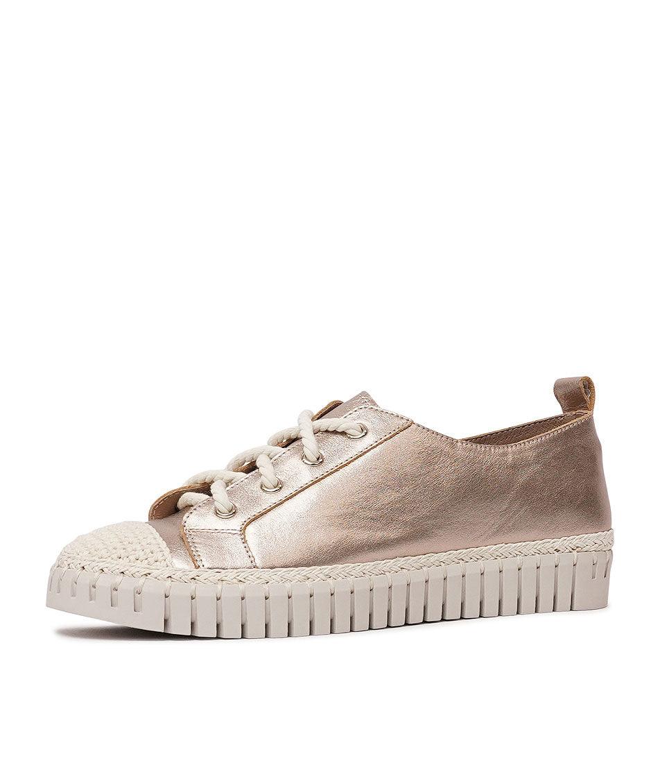 Harena Champagne / Almond Sole Leather Sneakers - Shouz