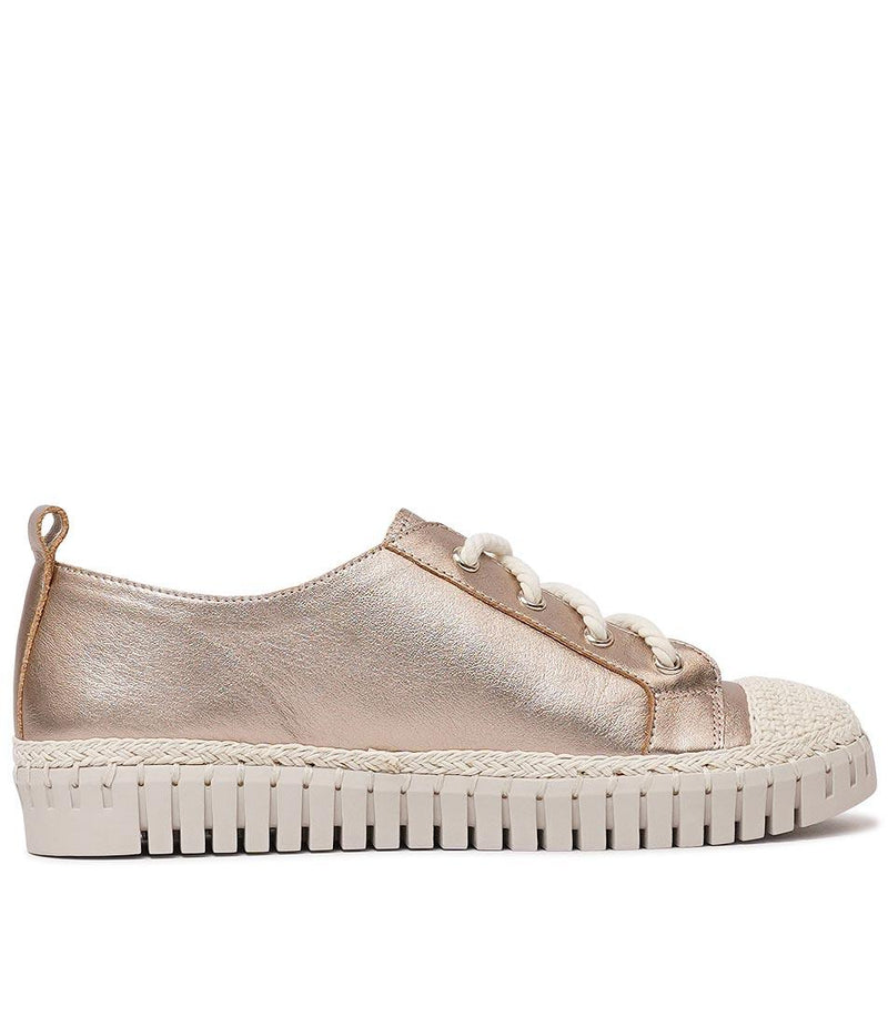 Harena Champagne / Almond Sole Leather Sneakers - Shouz