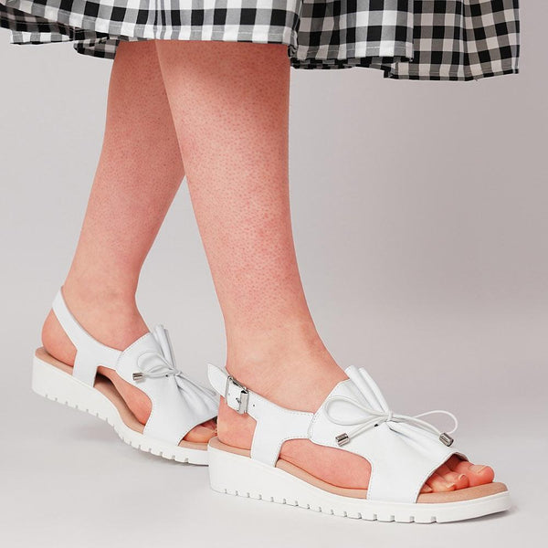 Malika White Leather Sandals - Shouz