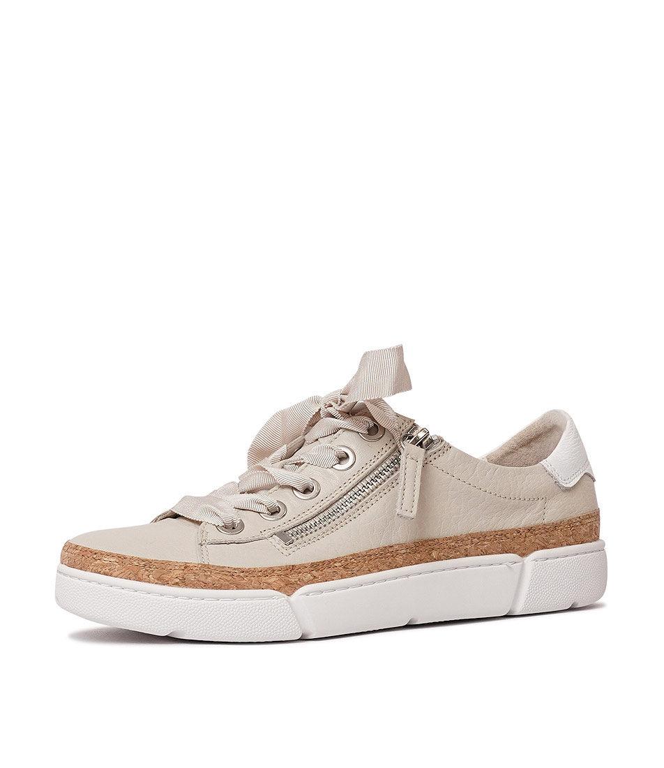 Torayne Almond White Multi Leather Sneakers by Django & Juliette – Shouz