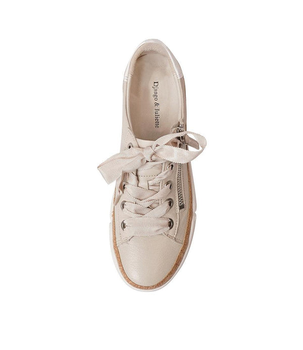 Torayne Almond White Multi Leather Sneakers - Shouz