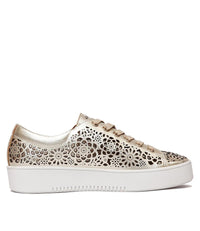 Leitha Pale Gold Leather Sneakers - Shouz