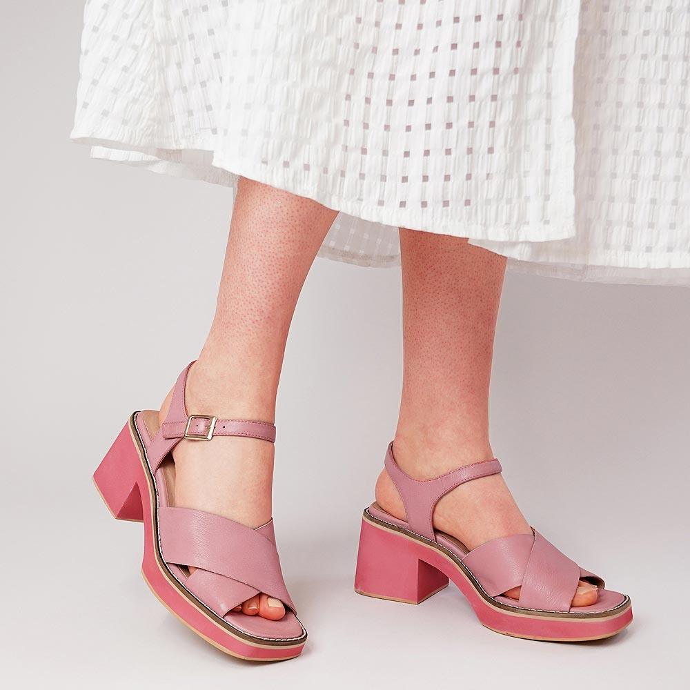 Jemi Pretty Pink Leather Heels - Shouz