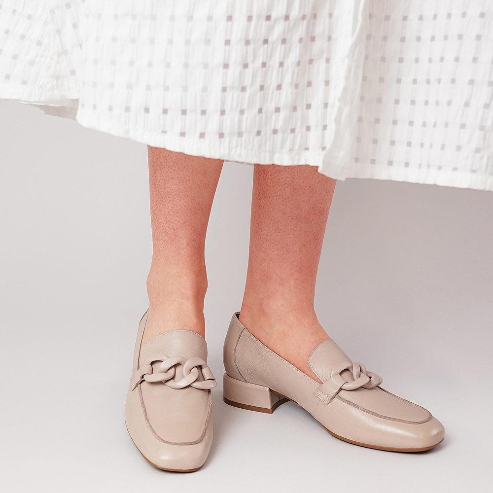 Nude store leather loafers