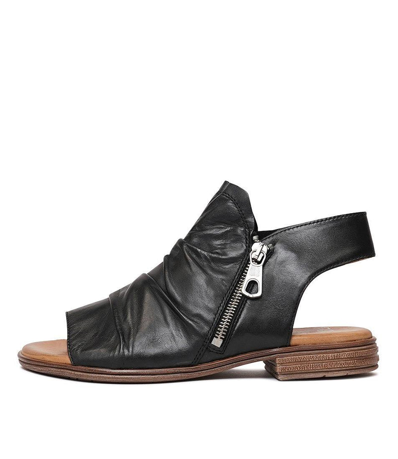 Kami Black Leather Sandals - Shouz