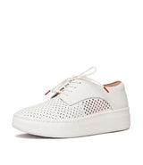 Derby City Punch White Leather Lace Up Flats - Shouz