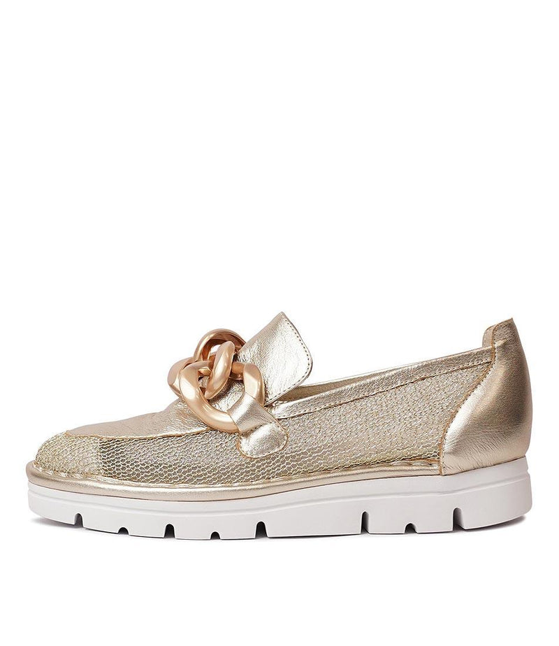 Esin Pale Gold Loafers - Shouz