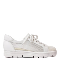 Eton White Mesh Leather Sneakers - Shouz