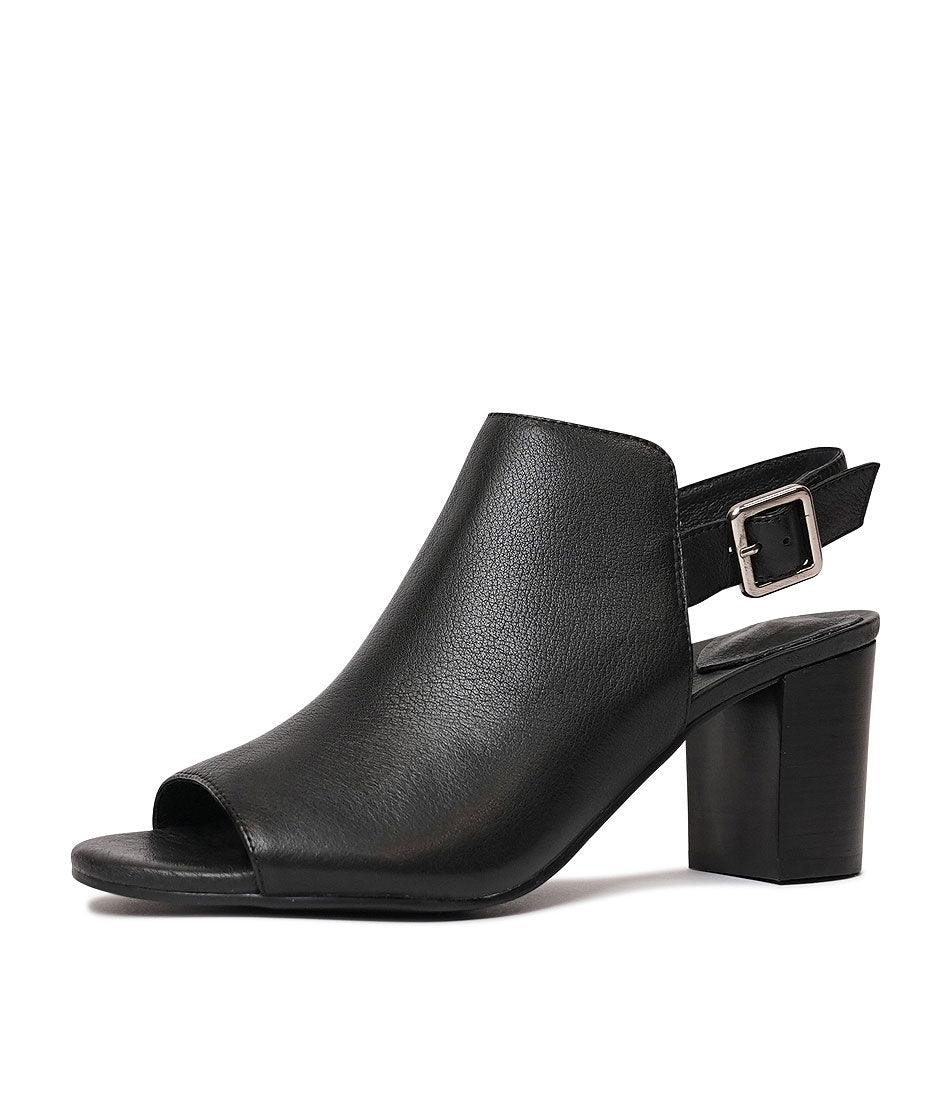 Sauda Black Leather Heels - Shouz