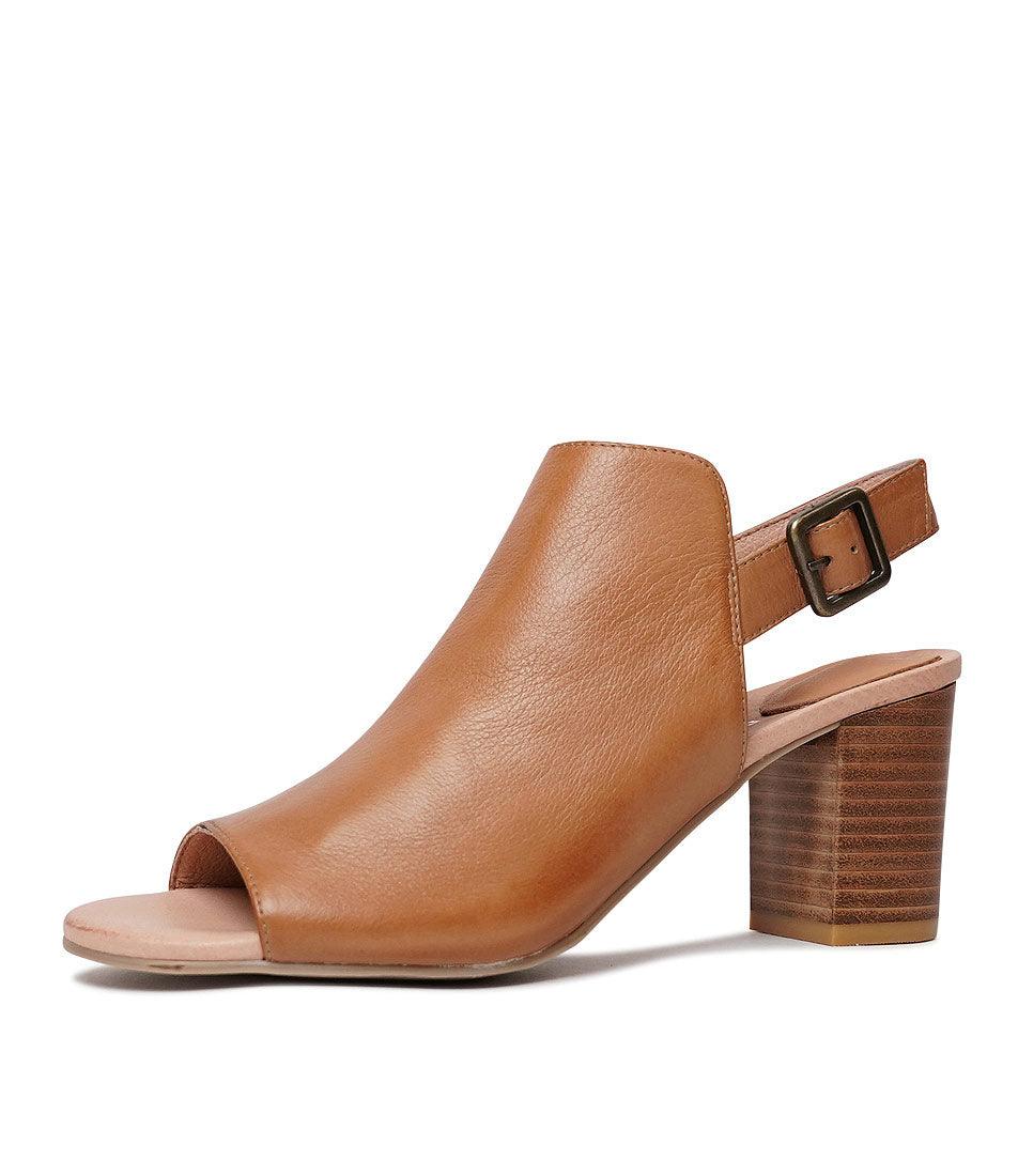 Sauda Tan Leather Heels - Shouz